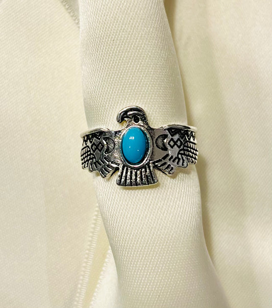 Turquoise zilverkleurige ring 💍