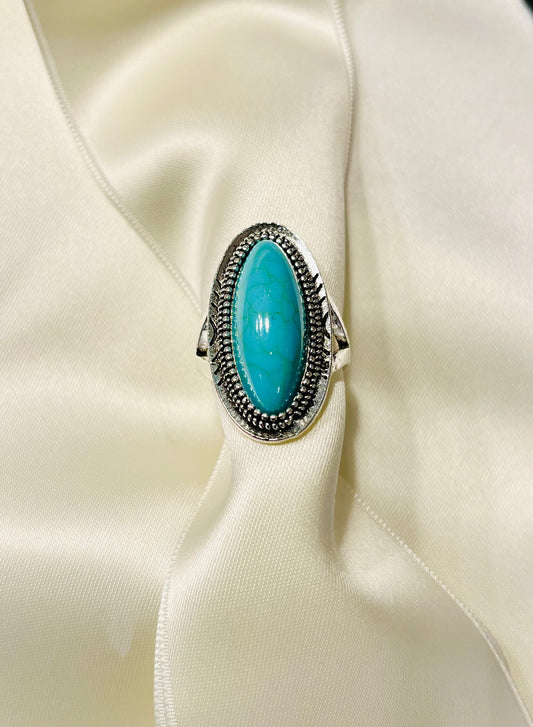 Turquoise zilverkleurige ring 💍