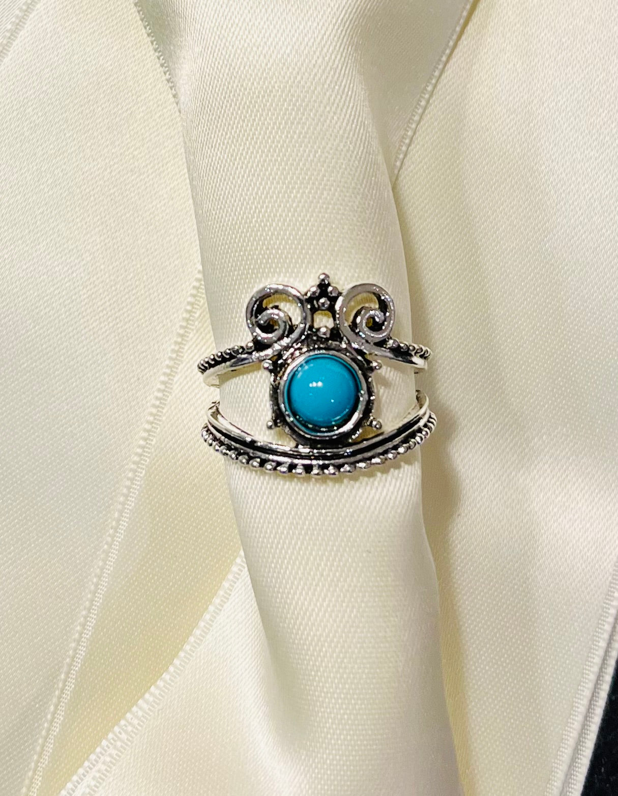 Turquoise zilverkleurige ring 💍