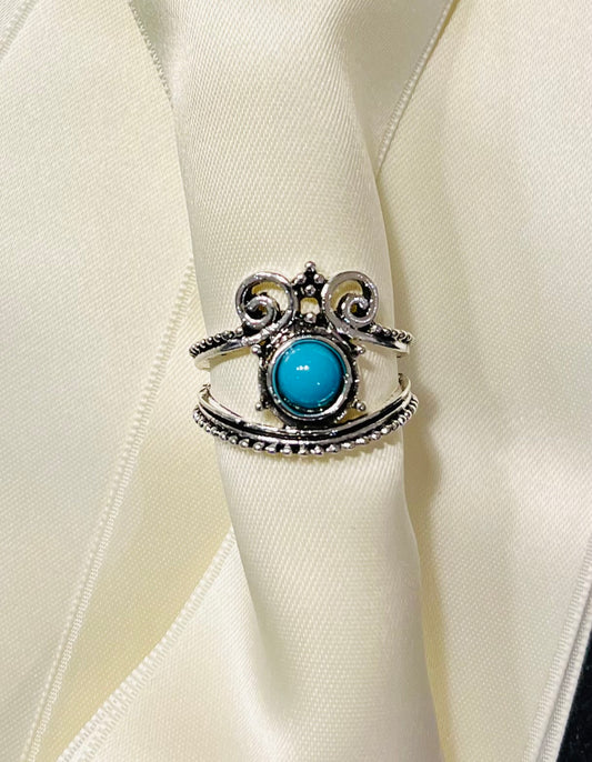 Turquoise zilverkleurige ring 💍