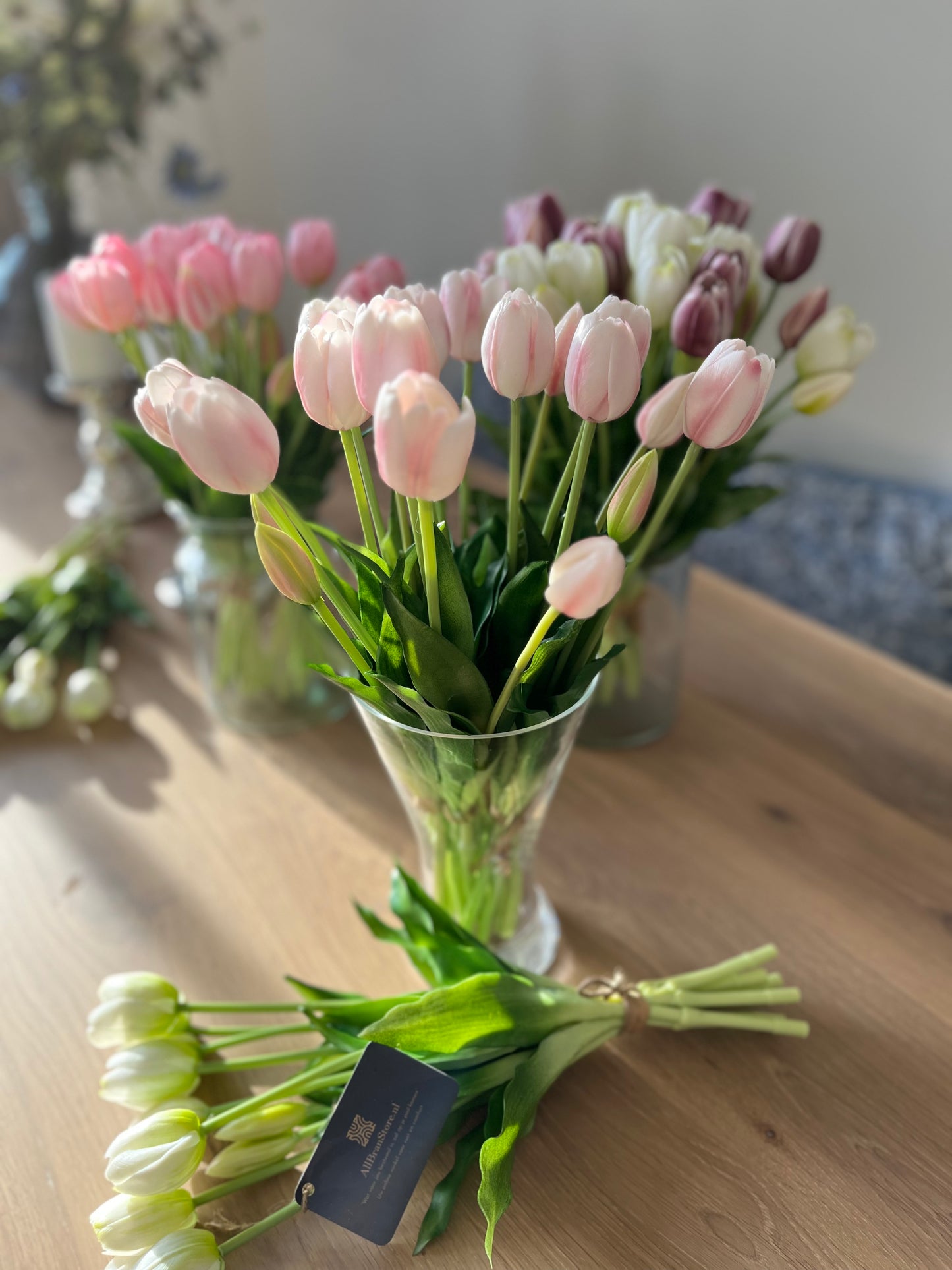Roze met wit gemêleerde kunst tulpen 🌷