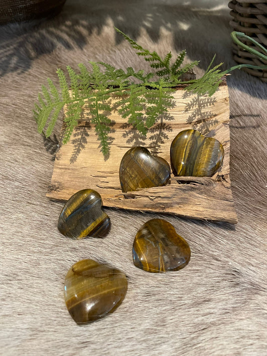 🌟 Tijgeroog Hart Edelsteen 40x40 mm – Bescherming, Kracht & Balans 🌟