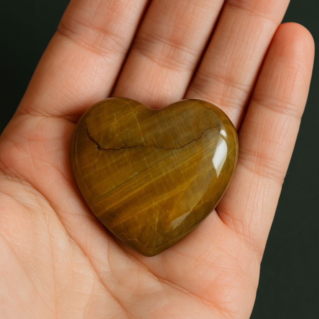 π Tijgeroog Hart Edelsteen 40x40 mm β Bescherming, Kracht & Balans π