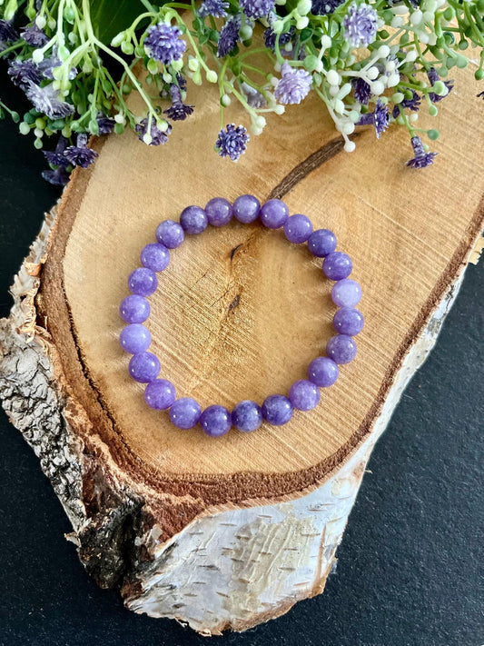 Kralen armband paarse aquamarijn 8 mm