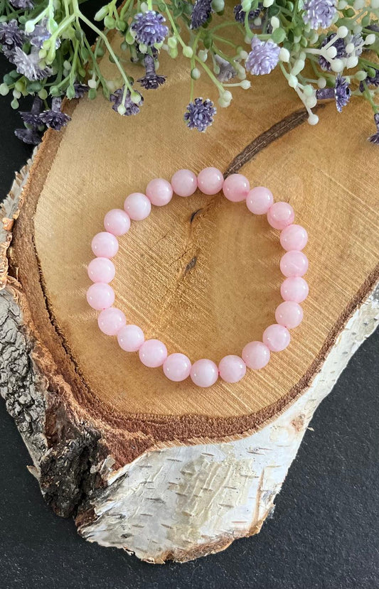 Kralen armband van edelstenen rozenkwarts kralen 8 mm