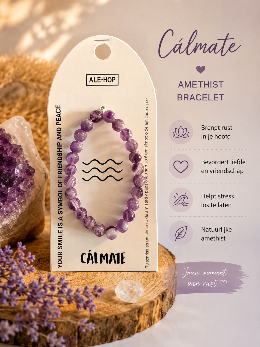 Amethist Armband 8 mm – Natuurlijke Amethist Edelstenen