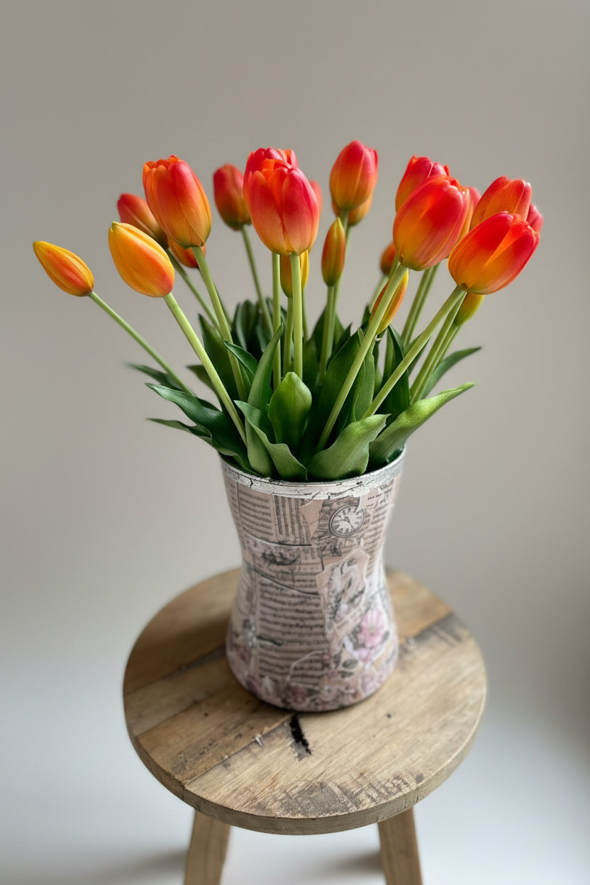 Bos oranje kunst tulpen – real touch nep tulpen realistisch boeket