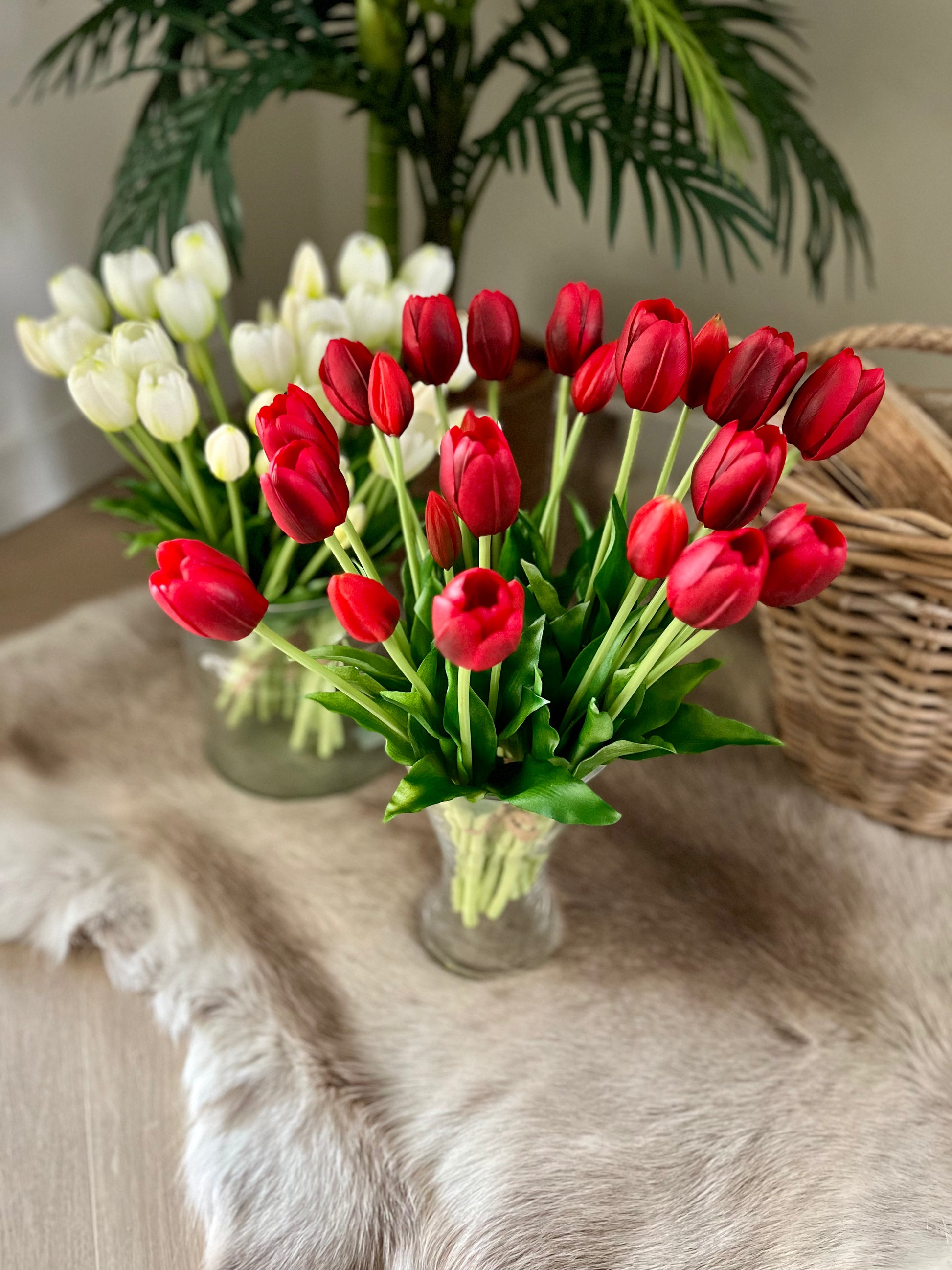 Bos rode kunst tulpen – real touch nep tulpen realistisch boeket
