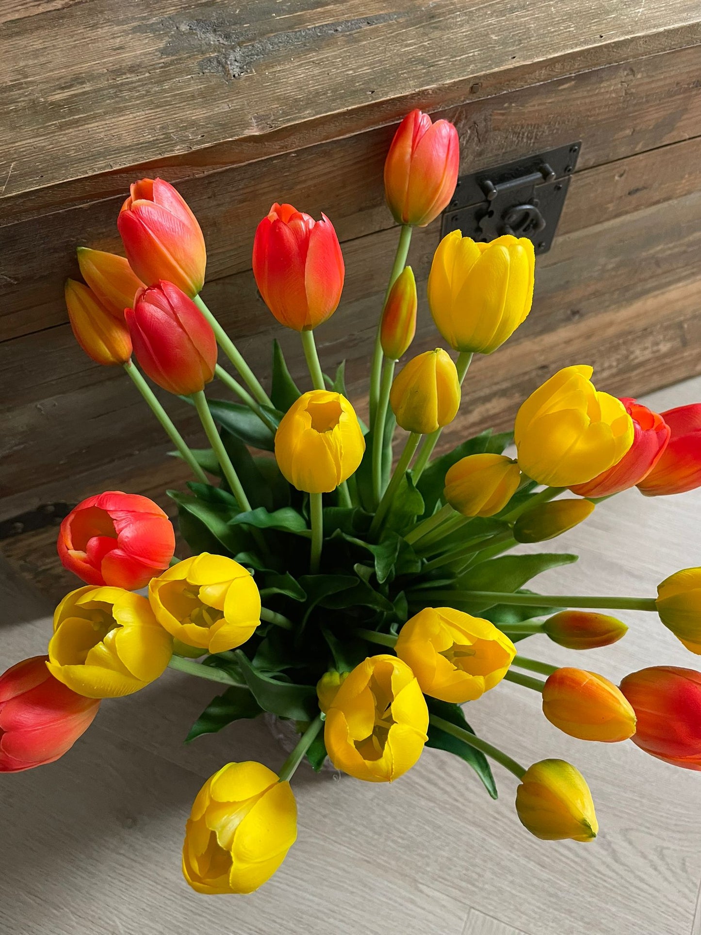 Oranje kunst tulpen met warme tinten – real touch nep tulpen decoratie