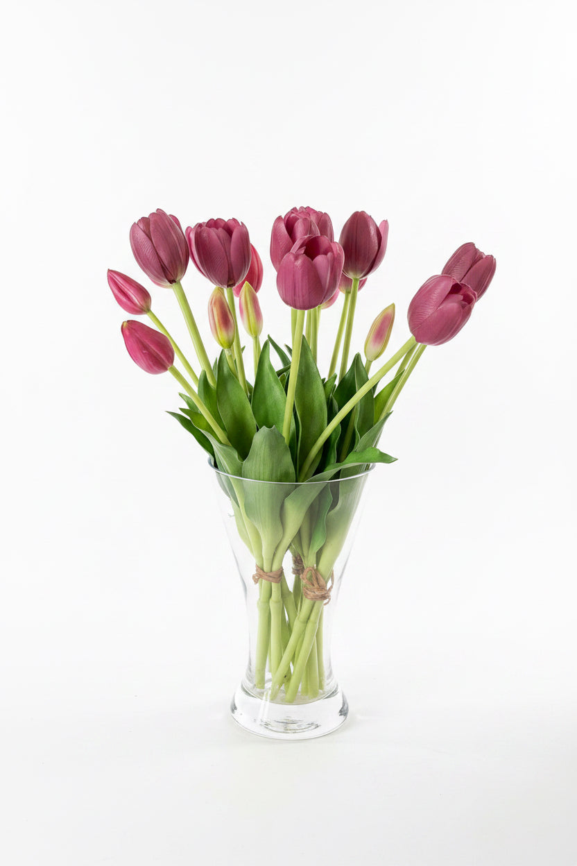 Paarse kunst tulpen real touch in vaas – nep tulpen die echt lijken